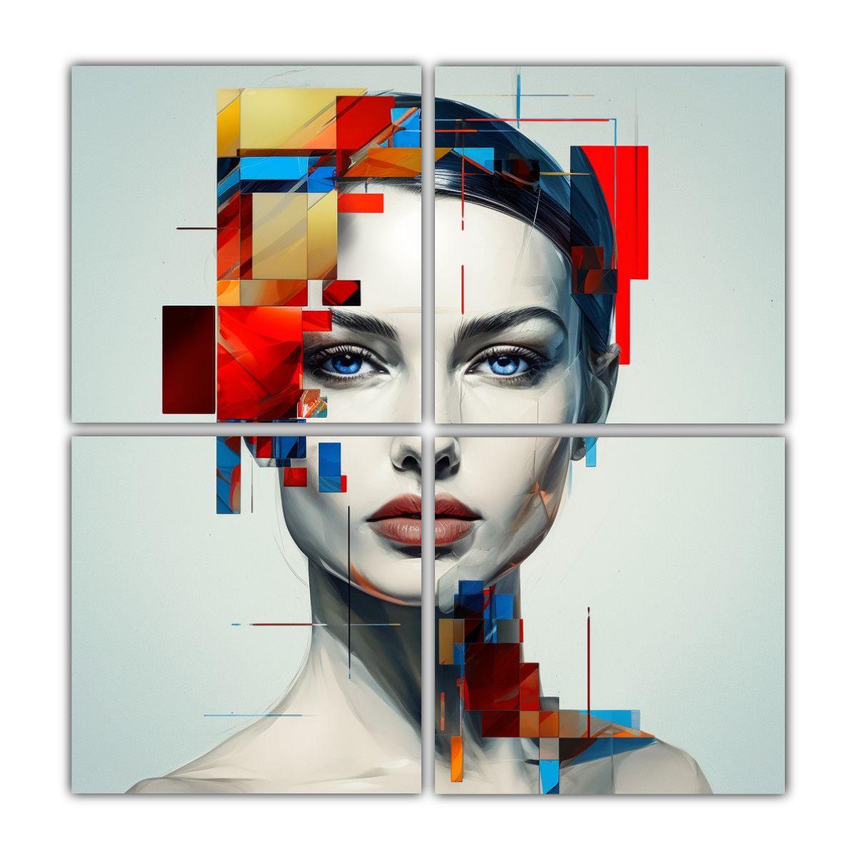 Pintura Cuatro Canvas Expresión Clásico De Una 140x140 Cm-0