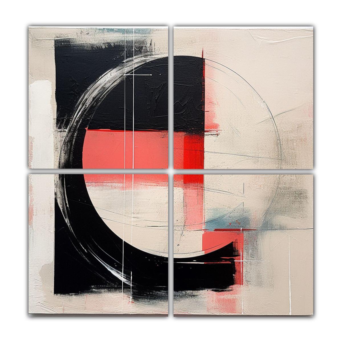 Cuatro Lienzos Imagen Actuales Abstractos 80x80 Cm-0