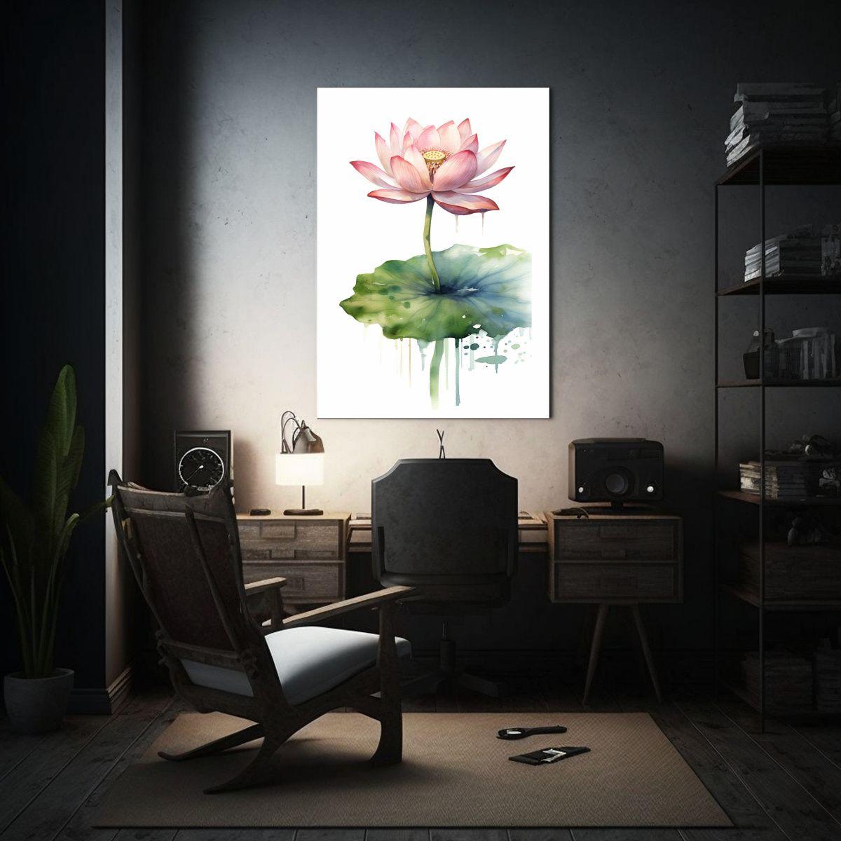 Pintura Decorativa De Arte Cuadro: Flor De Loto 40x60cm-2