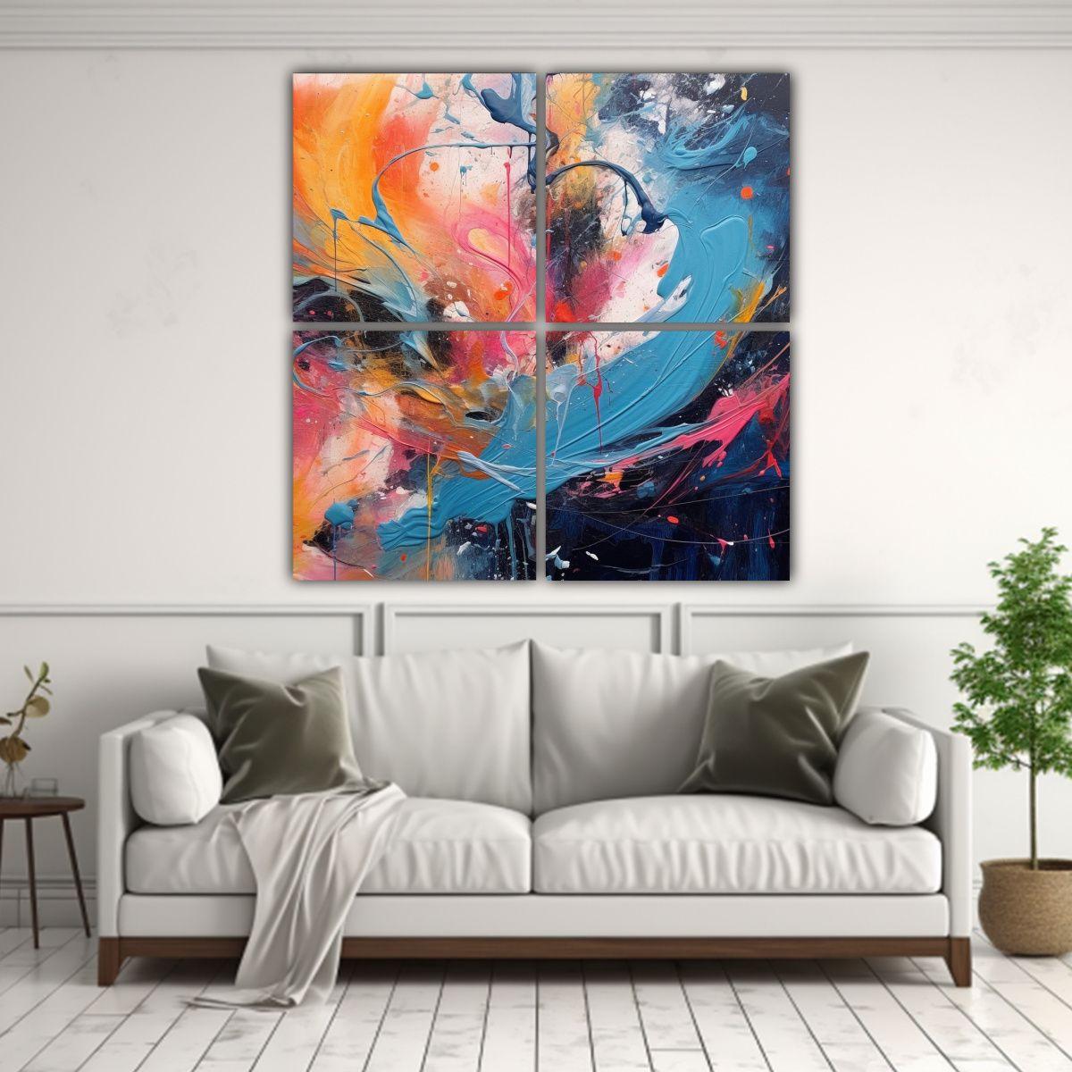 Cuatro Composición Abstracta Detallada Para La 80x80 Cm-2