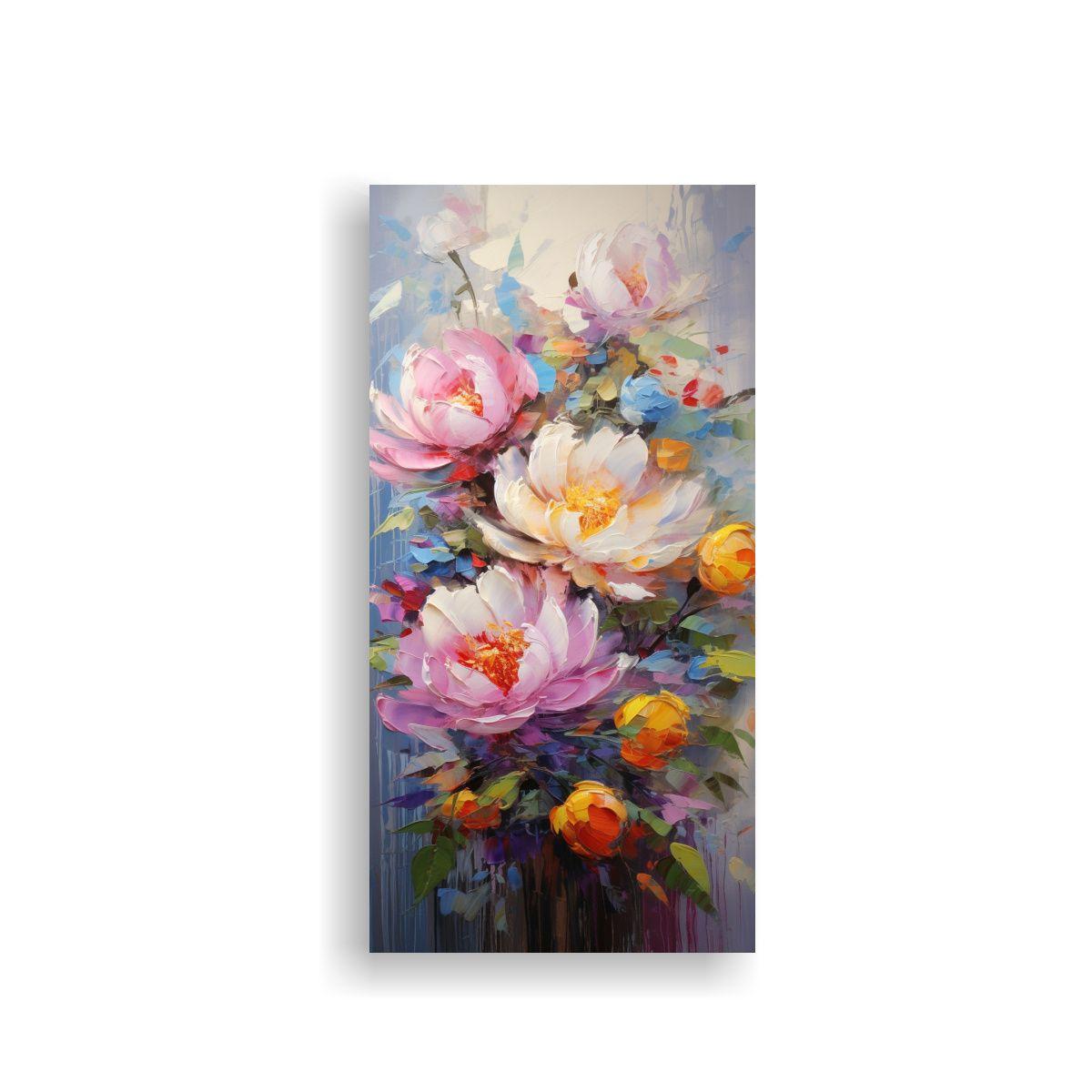 Lienzo De Tela Espectacular De Peonías Arcoíris 50x100cm-0