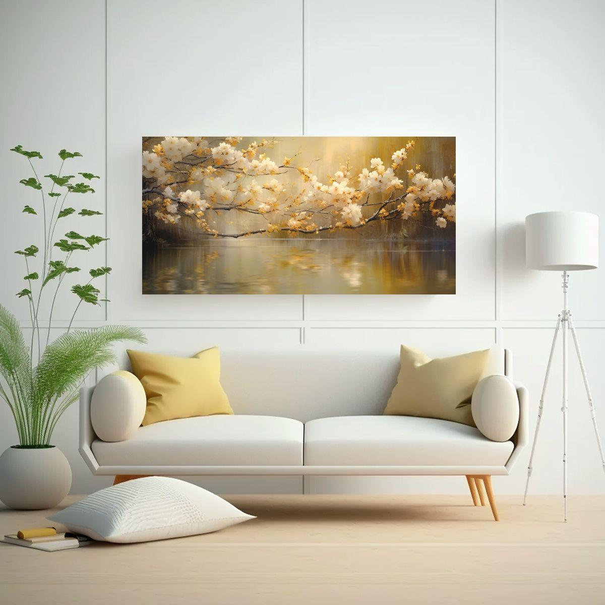 Pinturas Decorativas Abstractas En Tonos Dorados 60x30cm-2