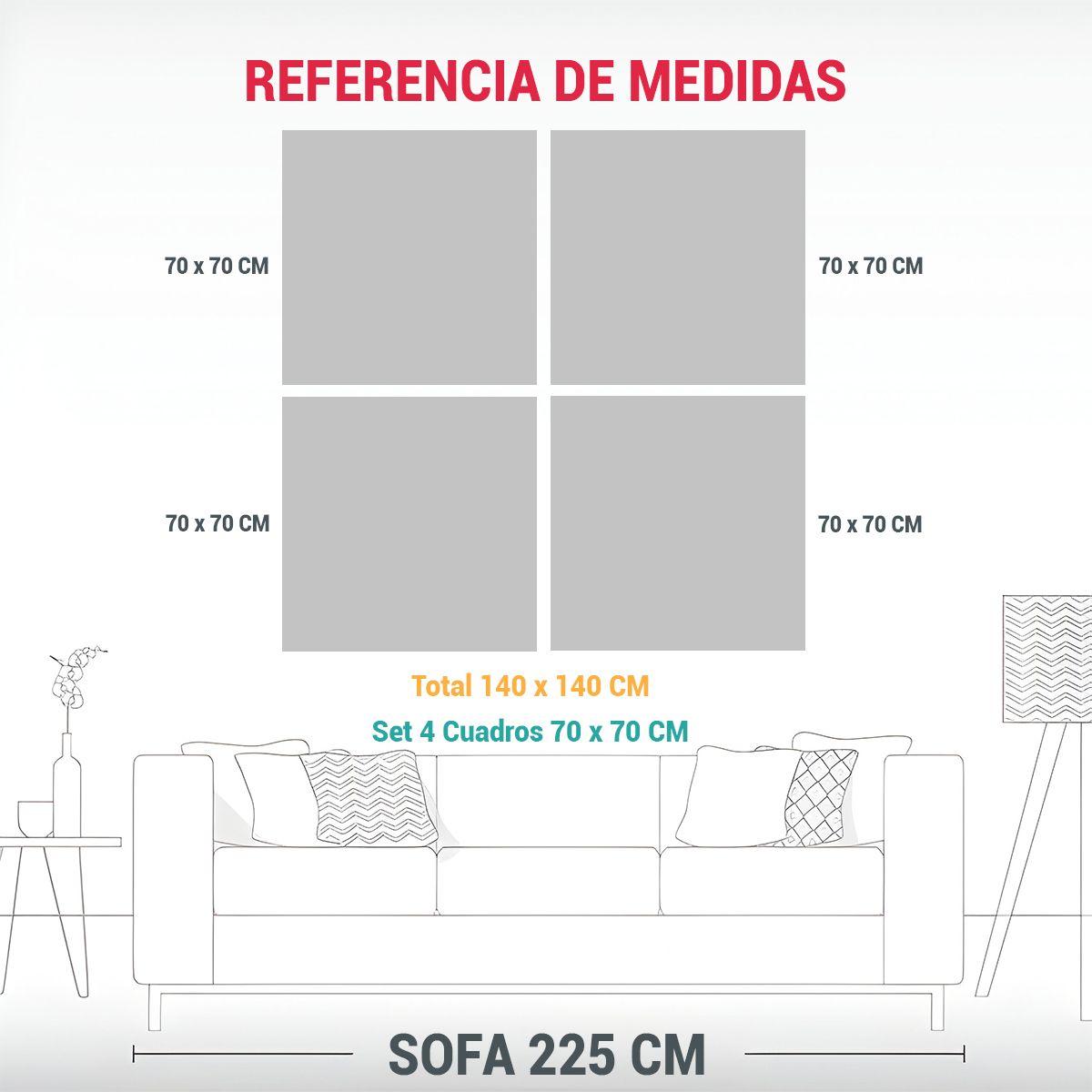 4 Cuadroes De Personalidad Chilanga En Geometría 140x140 Cm-1