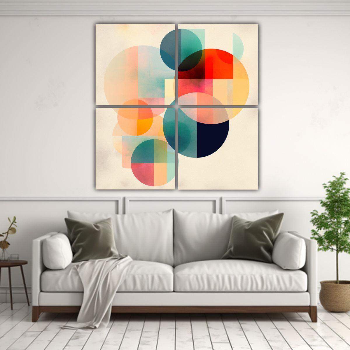 4 Cuadroes De Personalidad Chilanga En Geometría 140x140 Cm-2