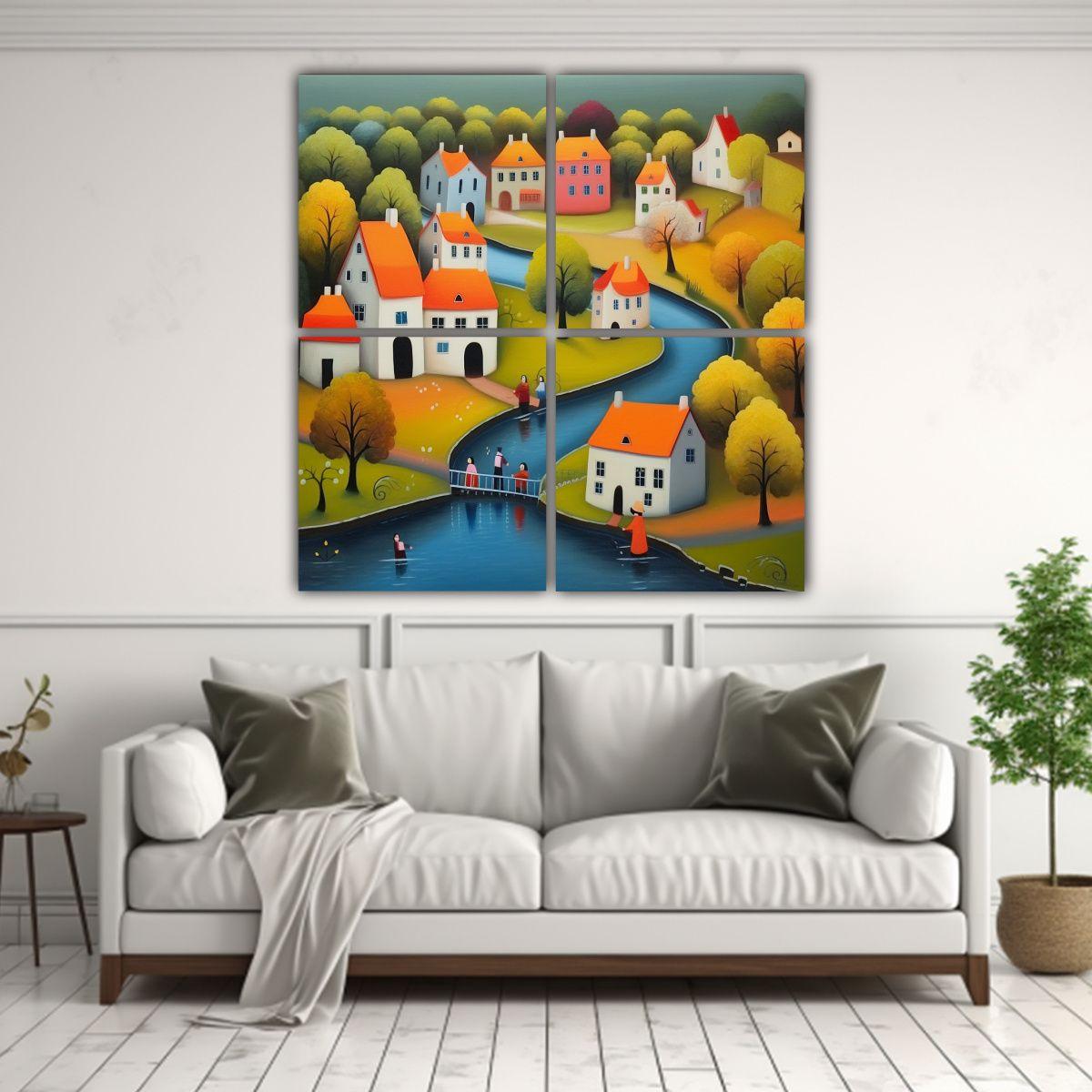 Cuadros Creativa Estrellados En Un Pueblo 60x60 Cm-2