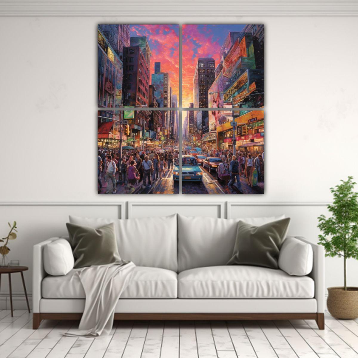 4 Cuadros Abstractos Intensos En Lienzo 140x140 Cm-2