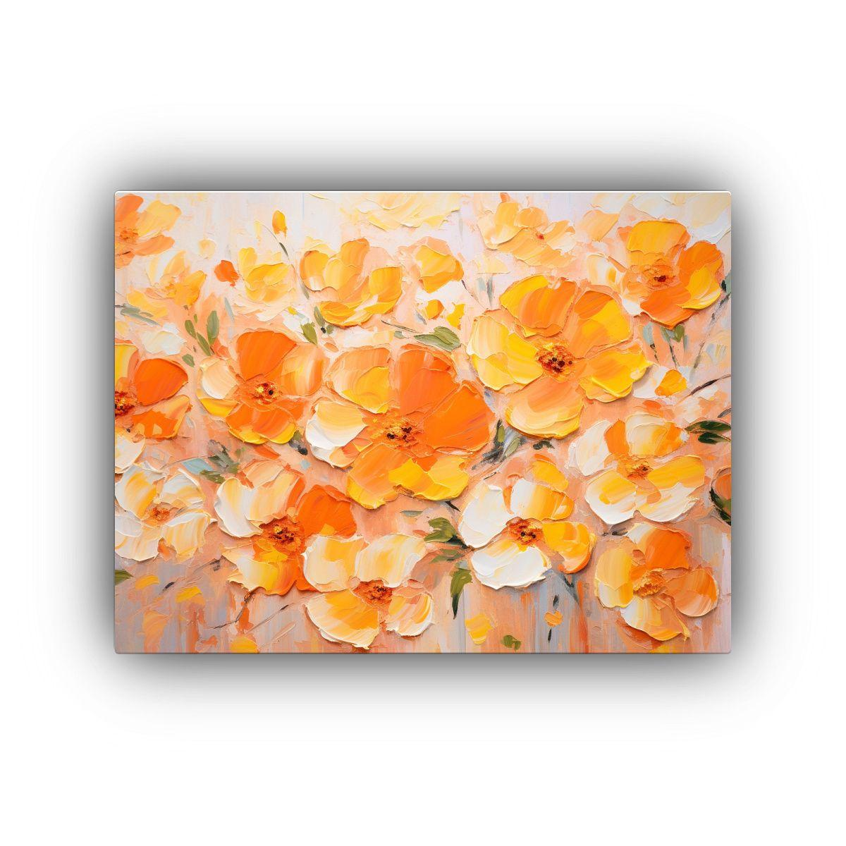 Pintura Abstracta De Flores En Tonos Naranjas Para Decorar P 50x40cm-0
