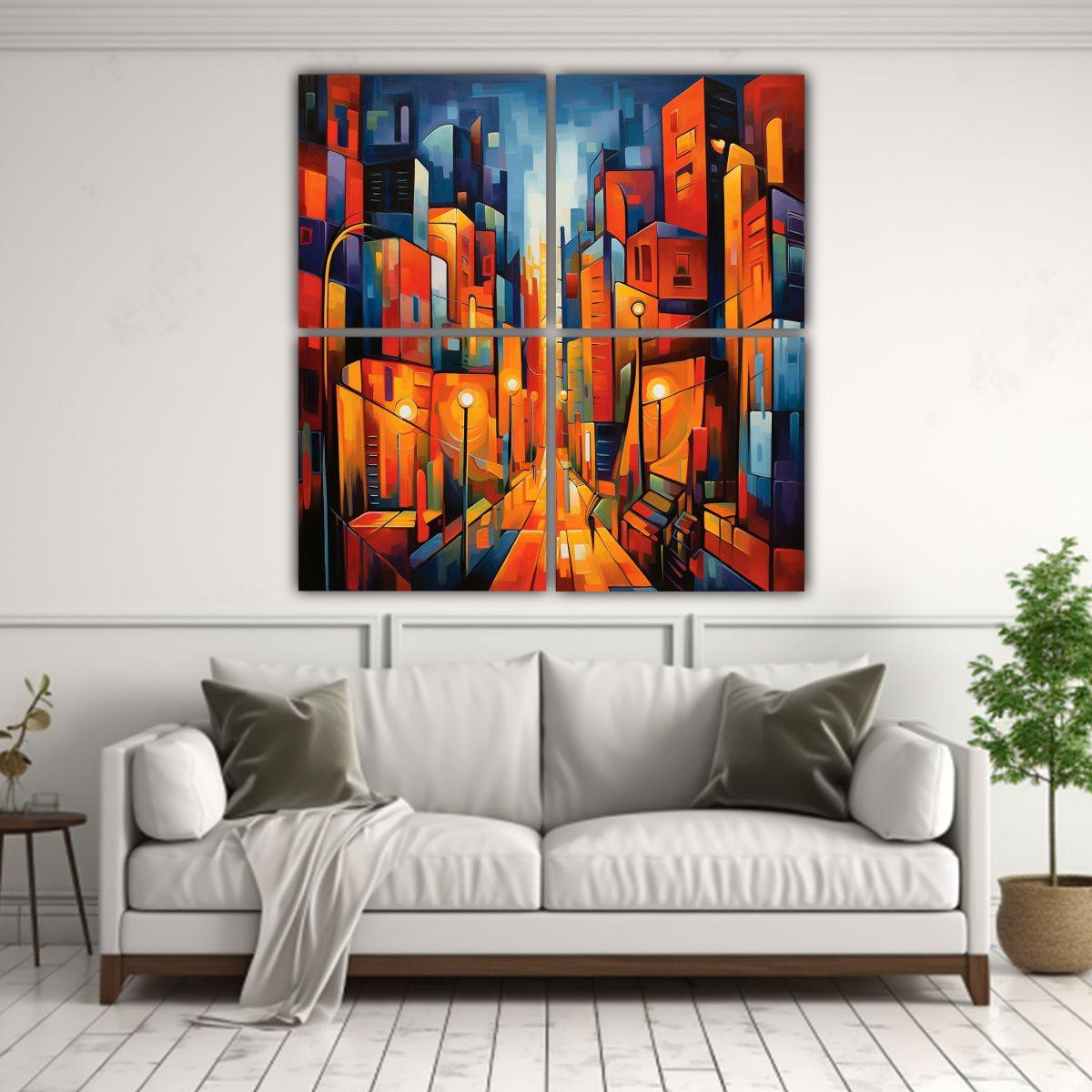 Pinturas Decorativas Abstractas De Escena Cálida 200x200 Cm-2