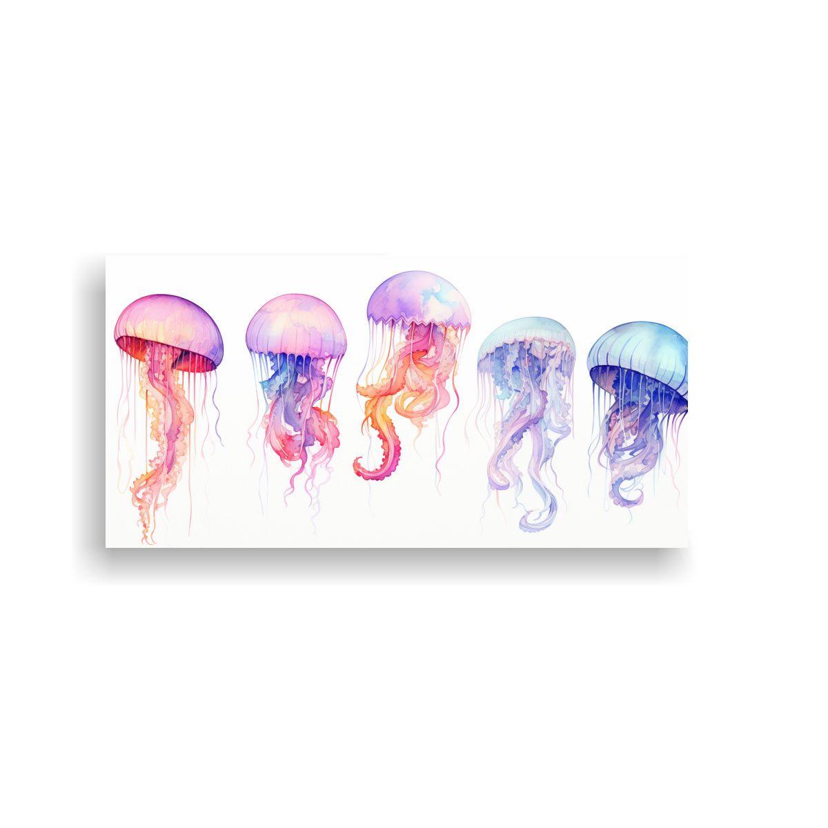 Cuadro Colorido De Medusa En Acuarela Con Personal 40x20cm-0