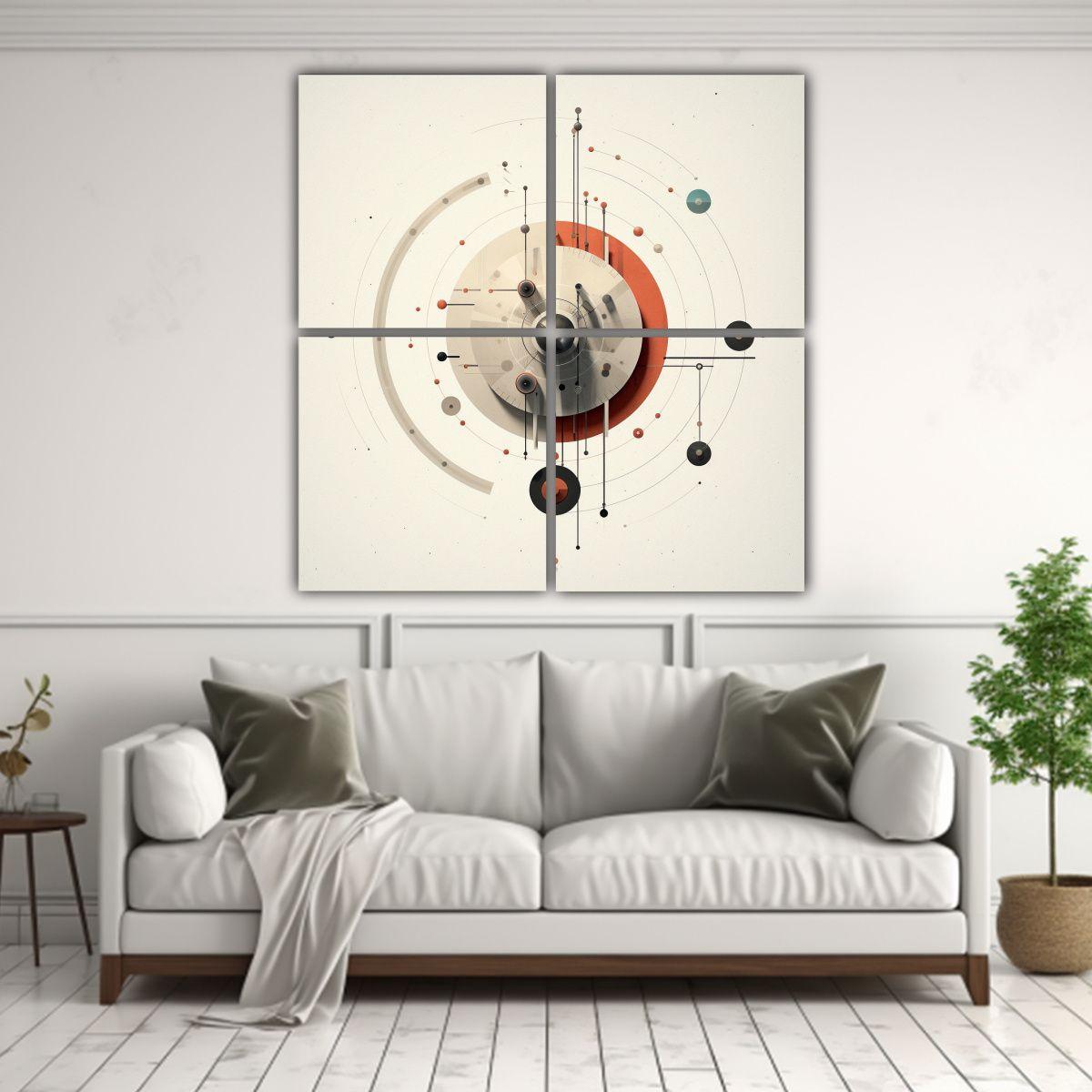 Cuatro Cuadros Movimiento Elegante Geometría 40x40 Cm-2