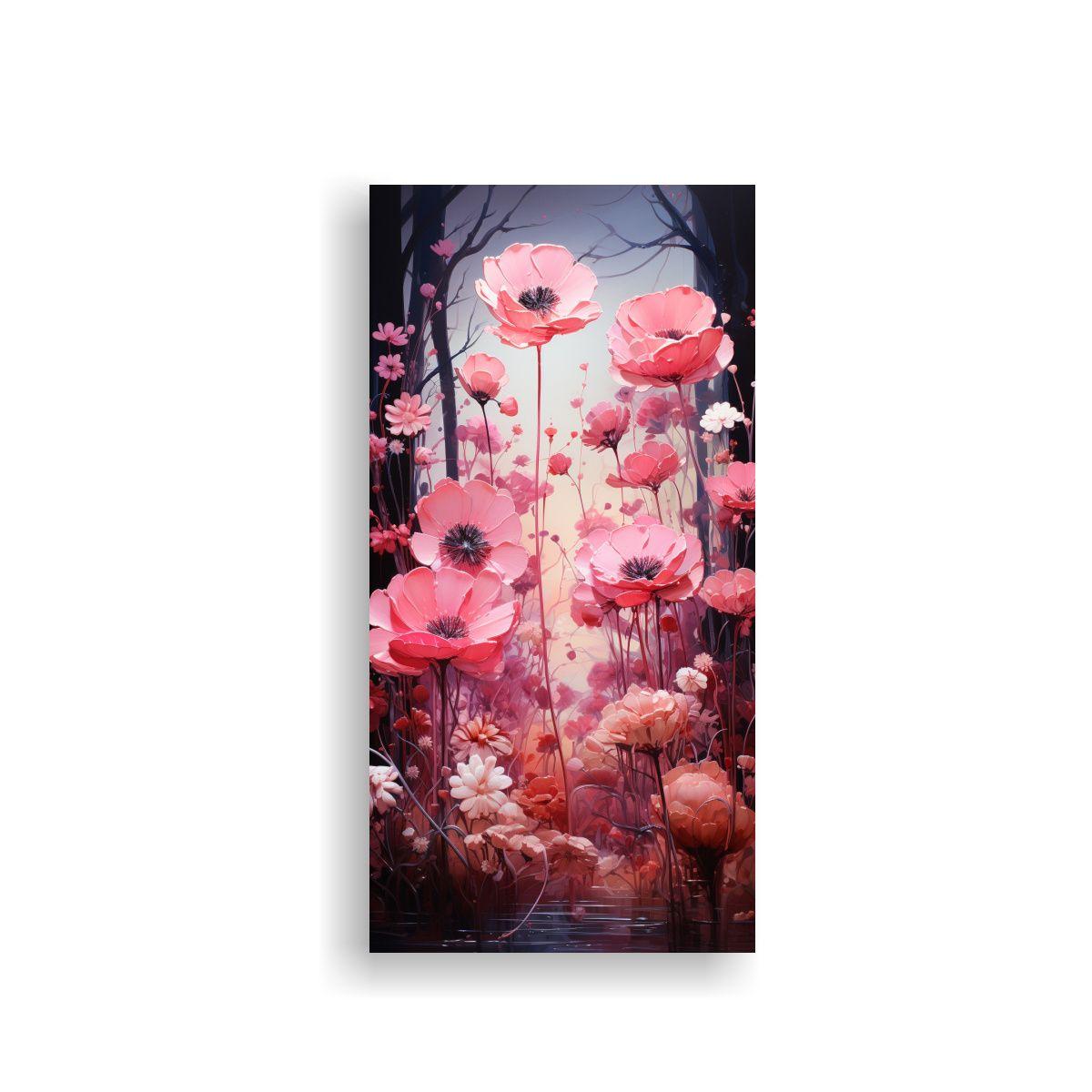 Cuadro Moderno: Jardín Encantador Con Flores 50x100cm-0