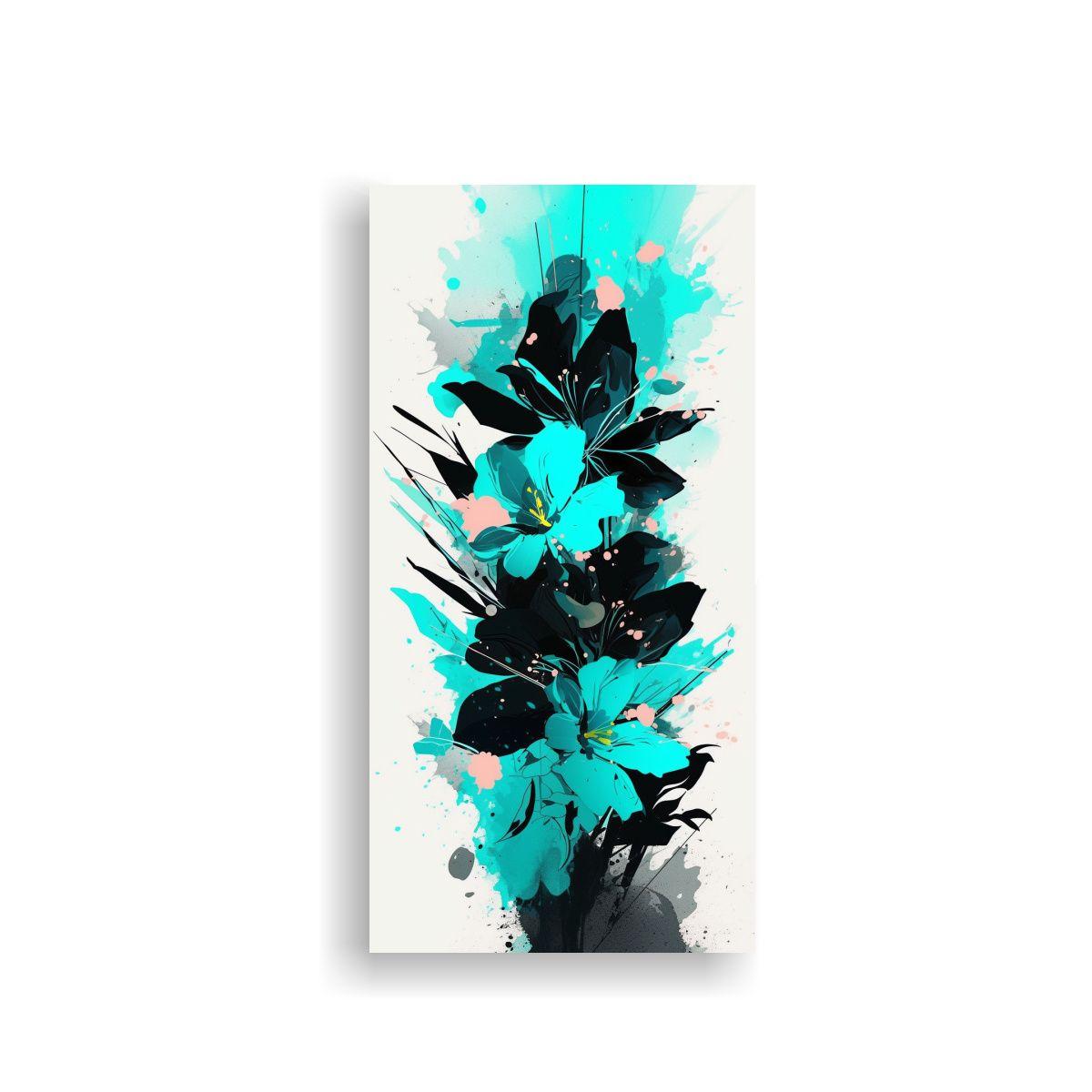 Lienzo Decorativo Mágico Turquesa Y Negro, 60x120cm-0
