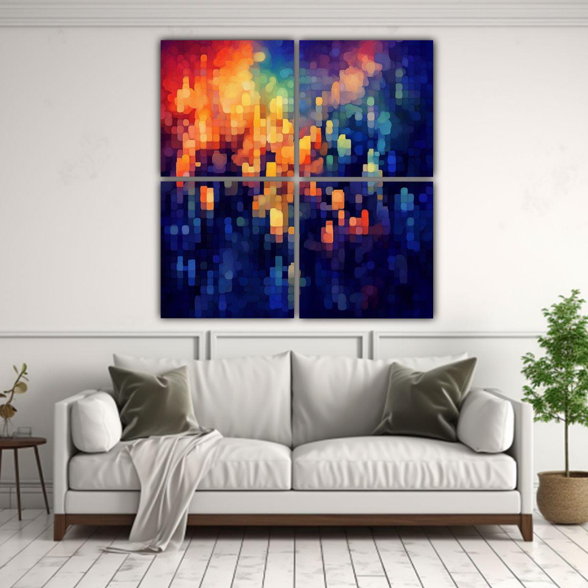 Pinturas De Tela Abstractas De Intenso Patrón 60x60 Cm-2