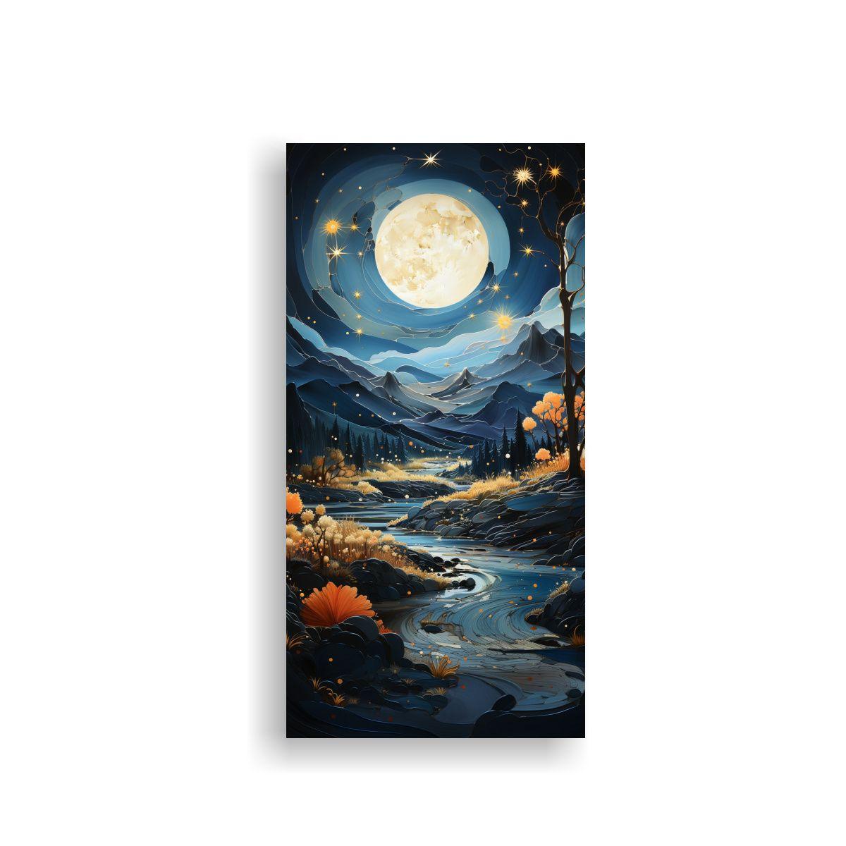 Pintura Inspiradora De Fantasía Con Una Luna 40x80cm-0