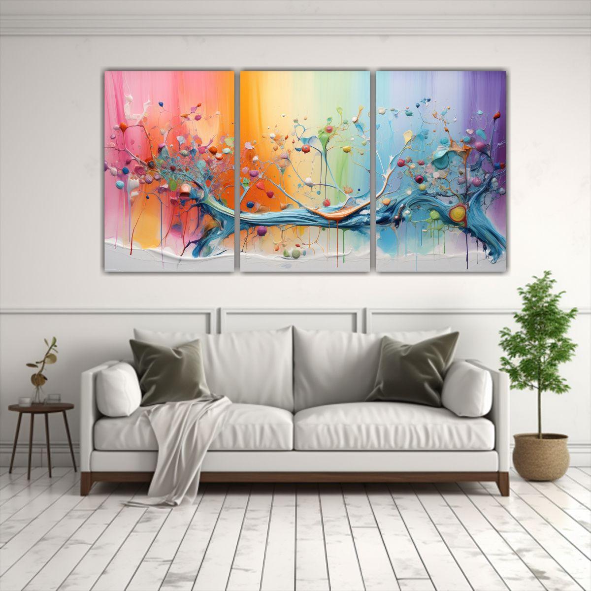 Conjunto De 3 Cuadros Temáticos En Colores 240x120 Cm-2
