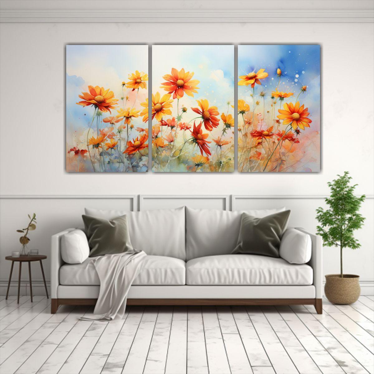 Cuadros Decorativos Abstractos Vintage En Colores 180x90 Cm-2