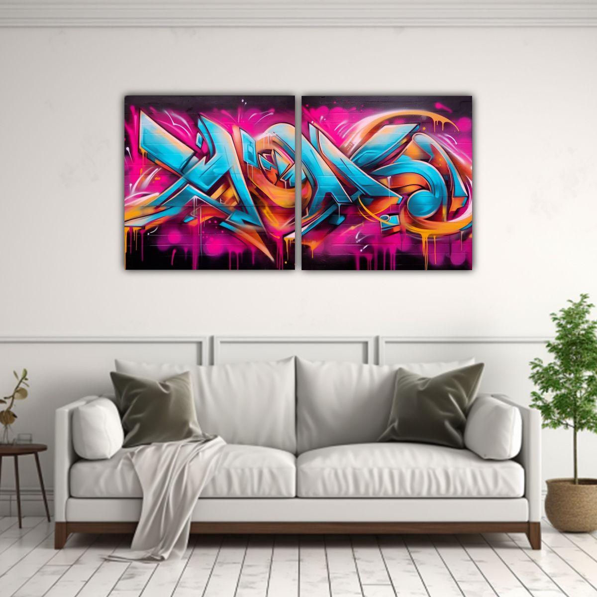 Pintura De Pared Graffiti Colorido Naturaleza Viva 40x20 Cm-2