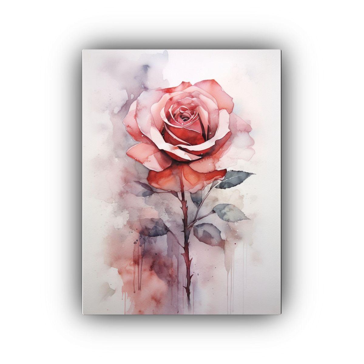Pintura Mural De Tela En Bastidor De Rosa 30x40 Cm-0
