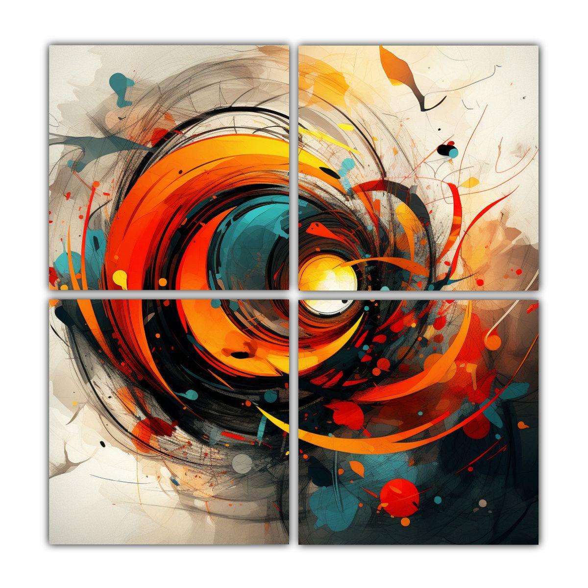 Cuatro Pinturas Decorativas De Composición 140x140 Cm-0