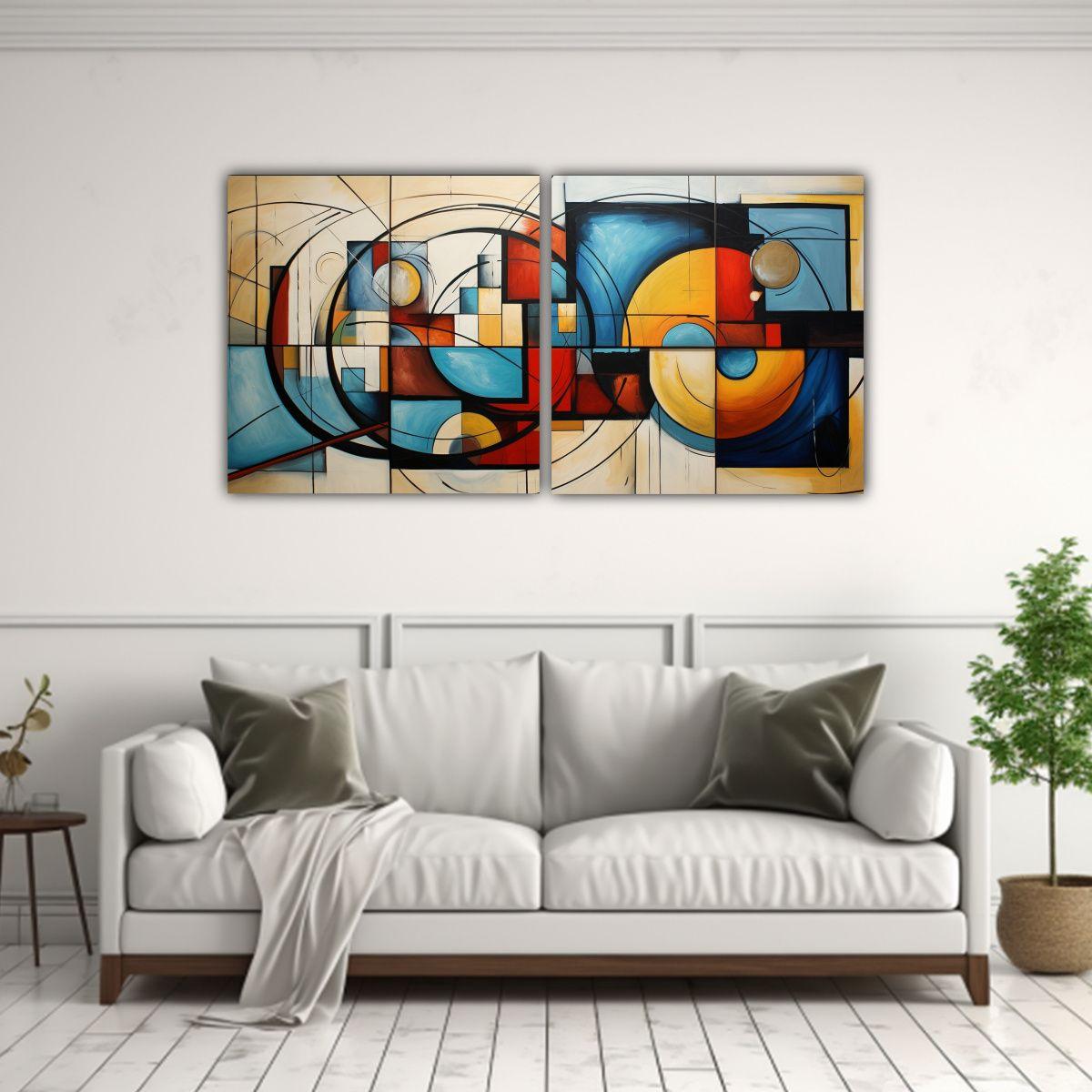 Cuadros Marinos Abstractos: Movimiento Estético 80x40 Cm-2