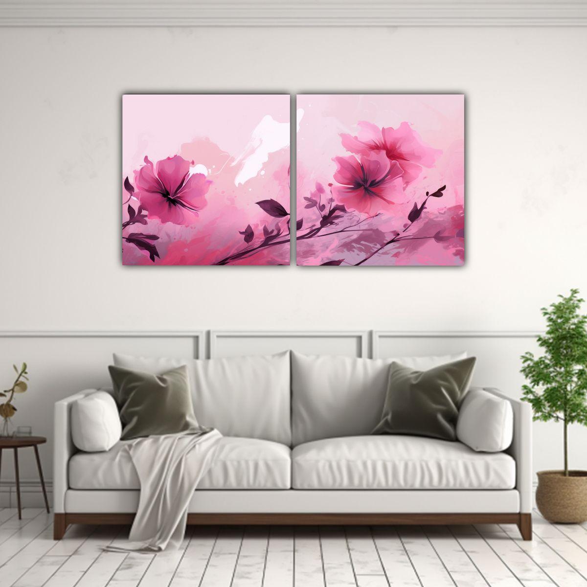 Cuadro Finas Líneas Rosa Para Oficina Neonoir 120x60 Cm-2