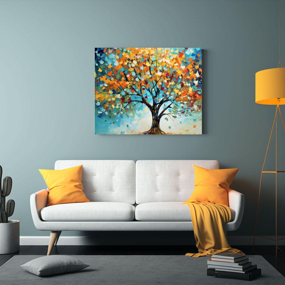 Pintura Al óleo De árbol Con Hojas Verdes: Decoración De  65x50cm-2