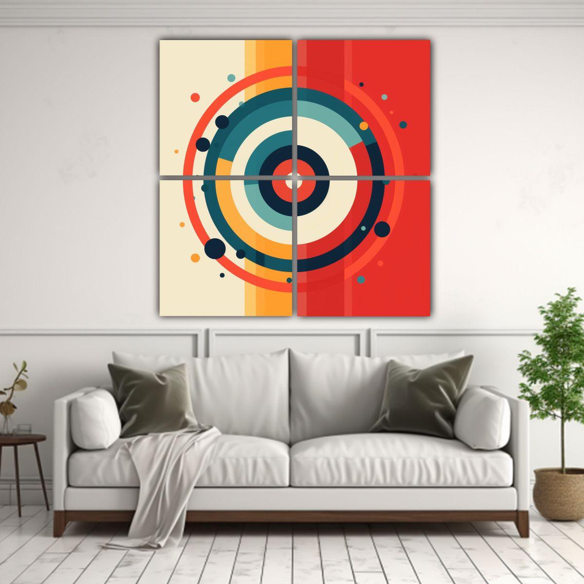 Cuadro Acuarela Círculos Concéntricos Estético 200x200 Cm-2