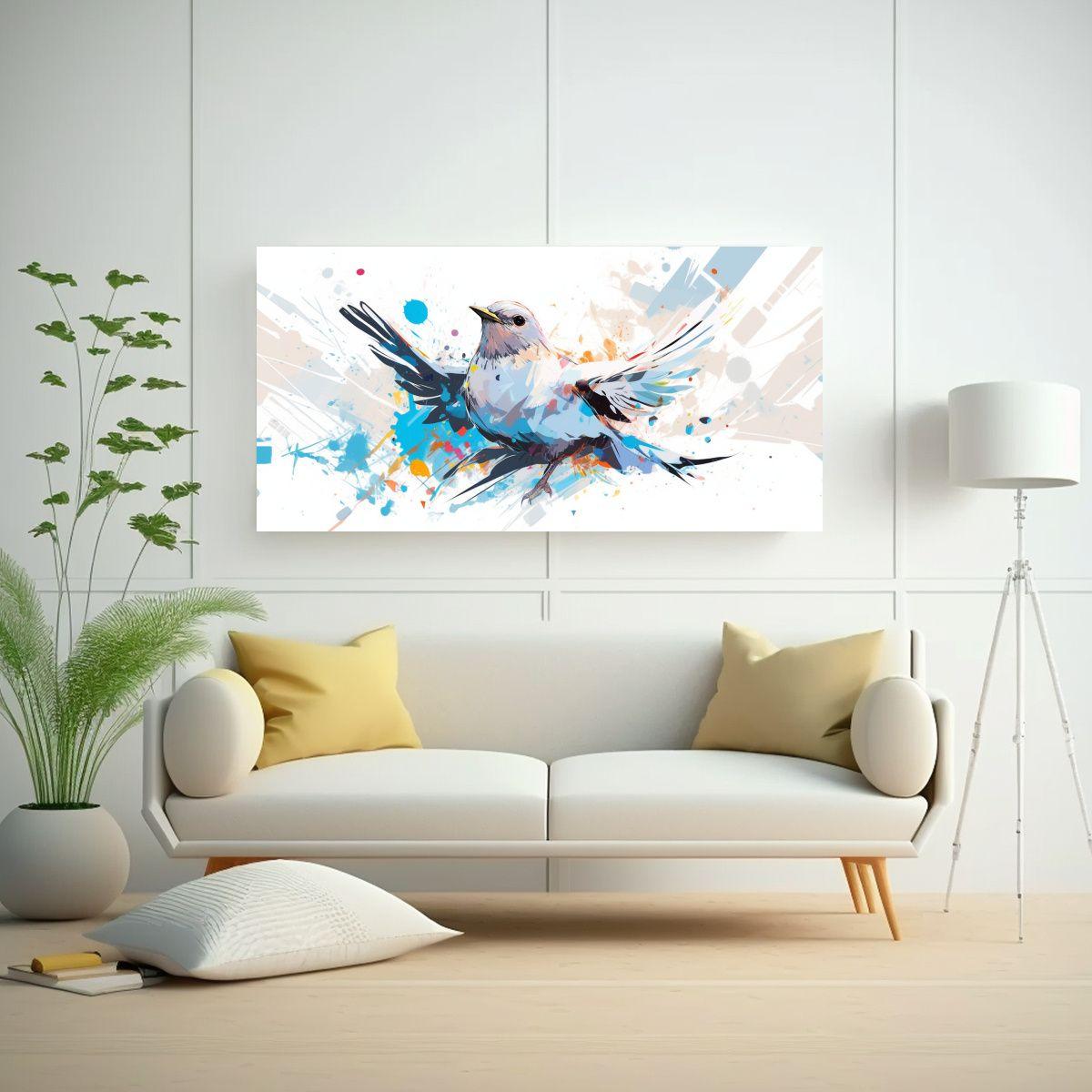 Lienzo Diseño Dimensiones: Thrush Blanco Neo Pop 80x40 Cm-2