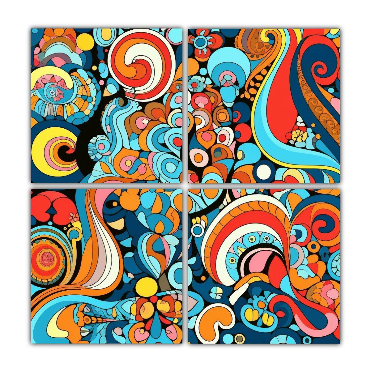 Telas Psicodélicas Con Colores Brillantes Y 180x180 Cm-0