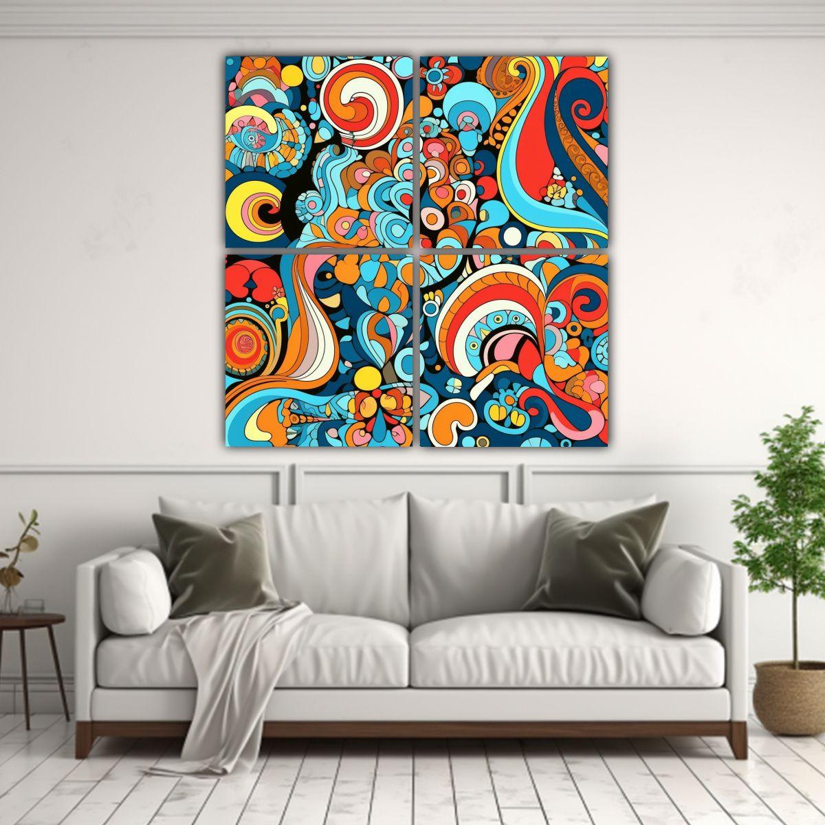 Telas Psicodélicas Con Colores Brillantes Y 180x180 Cm-2