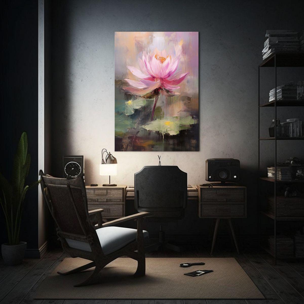 Pintura Original De Loto En Colores Variados En Decoración 60x90cm-2