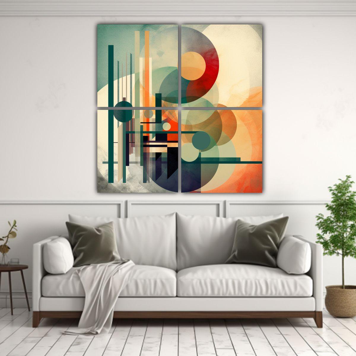 Cuatro Telas En Bastidor Moderno, Expresividad 60x60 Cm-2