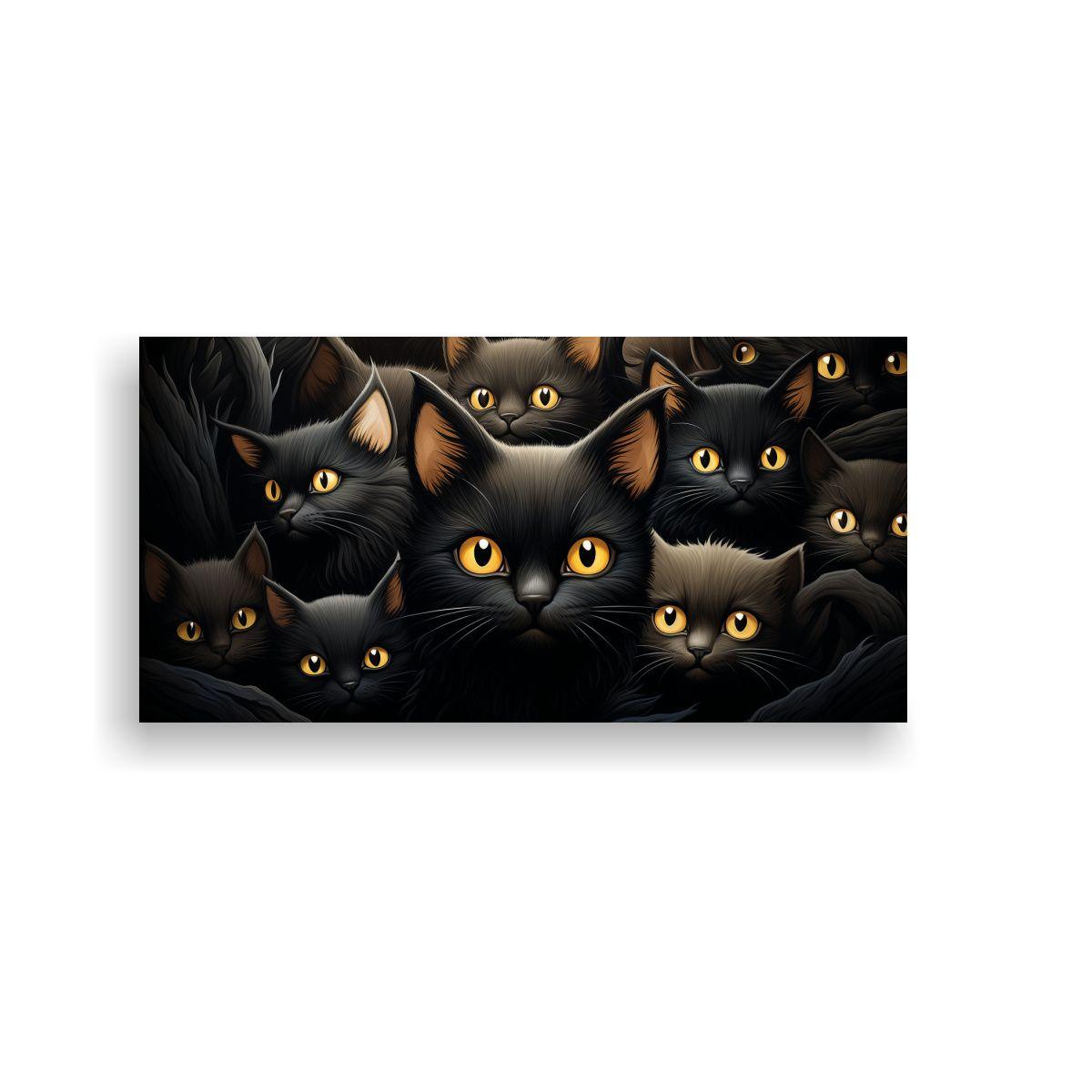 Pinturas De Decoración De Gatos Negros Agrupados 120x60cm-0