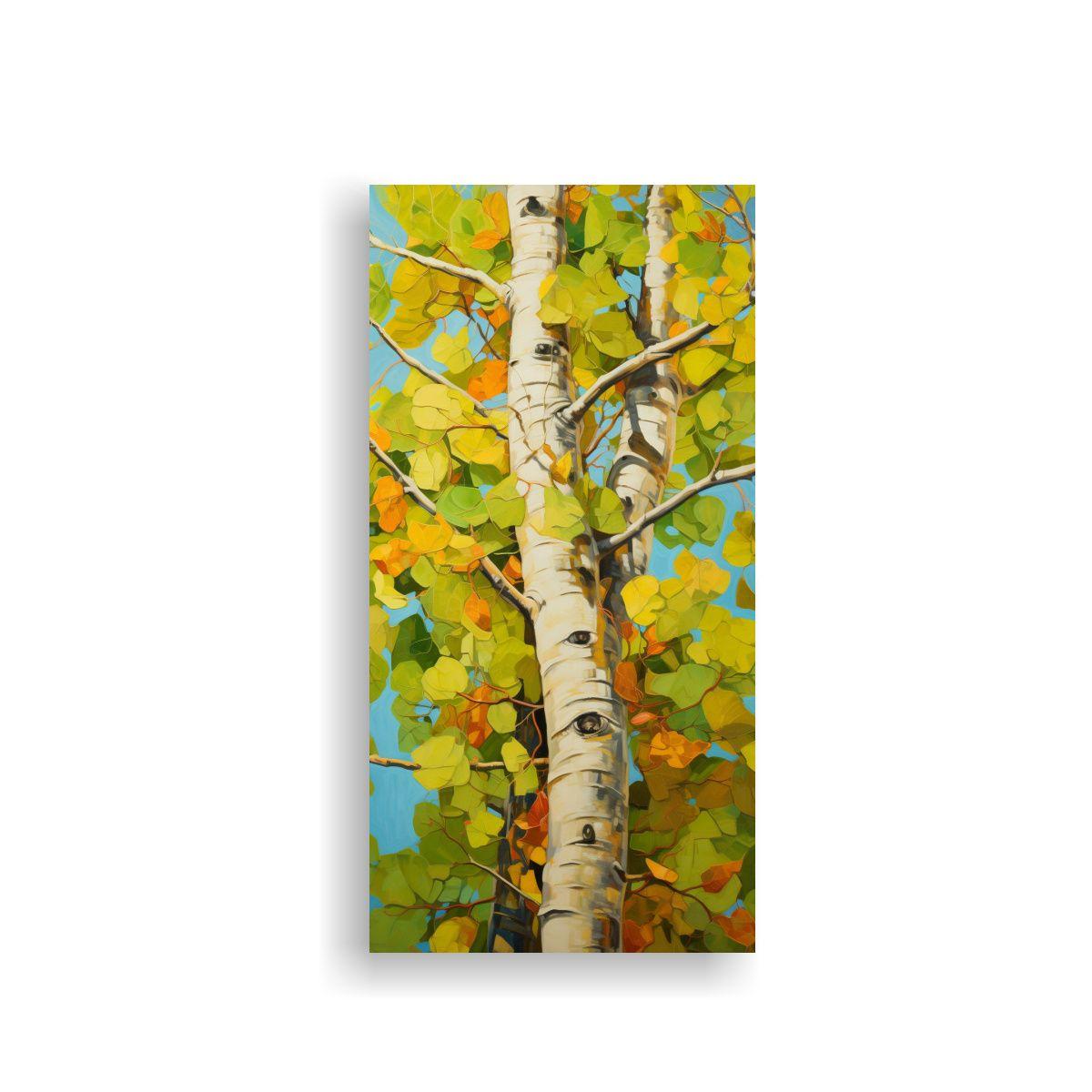 Pintura Al óleo Detallada De álamo Temblón Abst 30x60cm-0