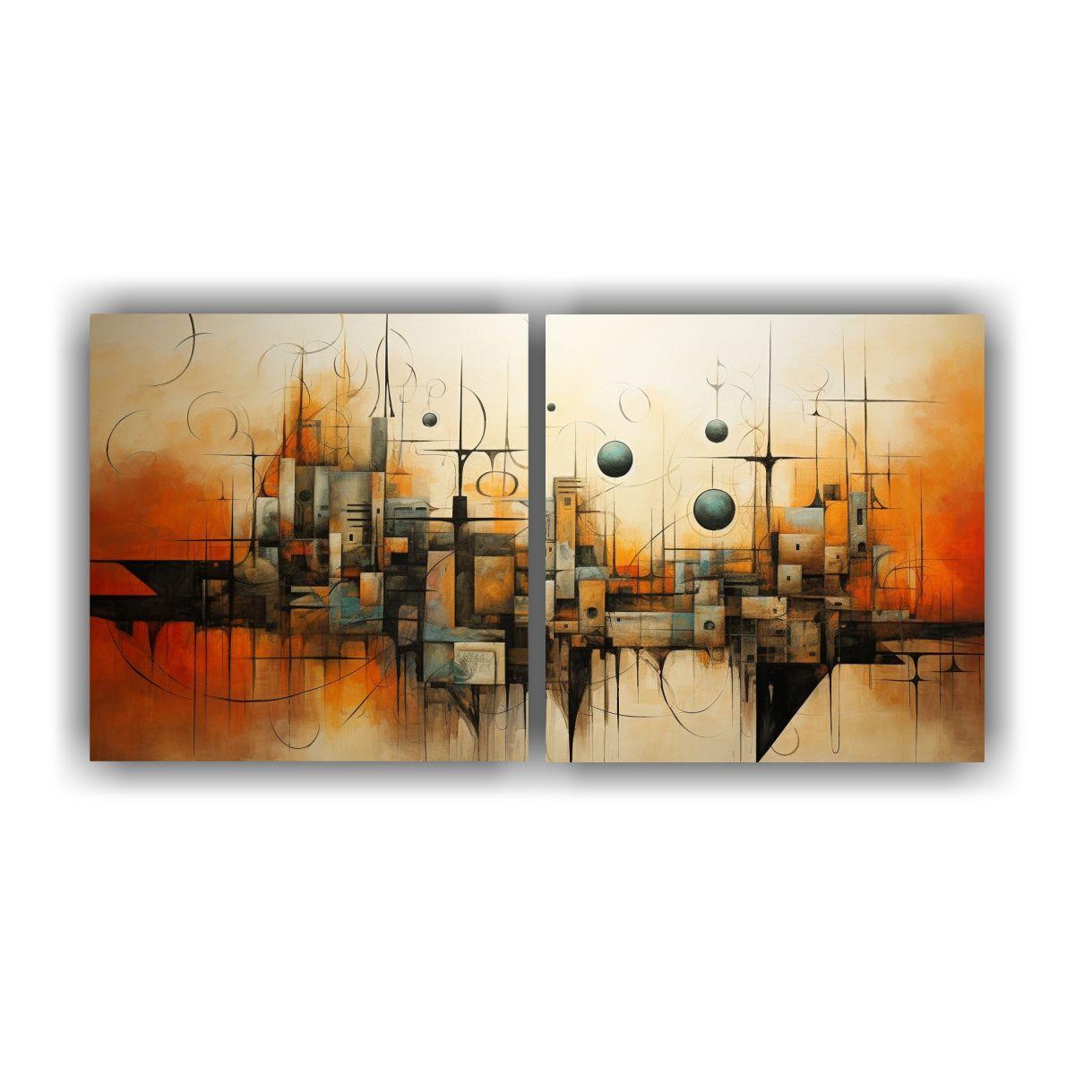 Cuadros Abstractos De Alta Calidad En Tonos Tierra 40x20 Cm-0