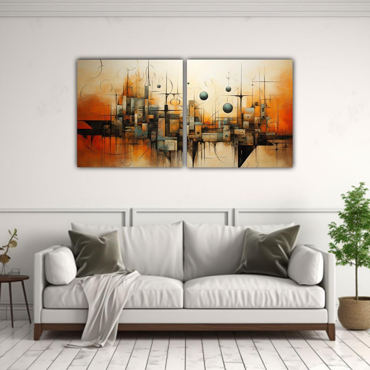 Cuadros Abstractos De Alta Calidad En Tonos Tierra 40x20 Cm-2