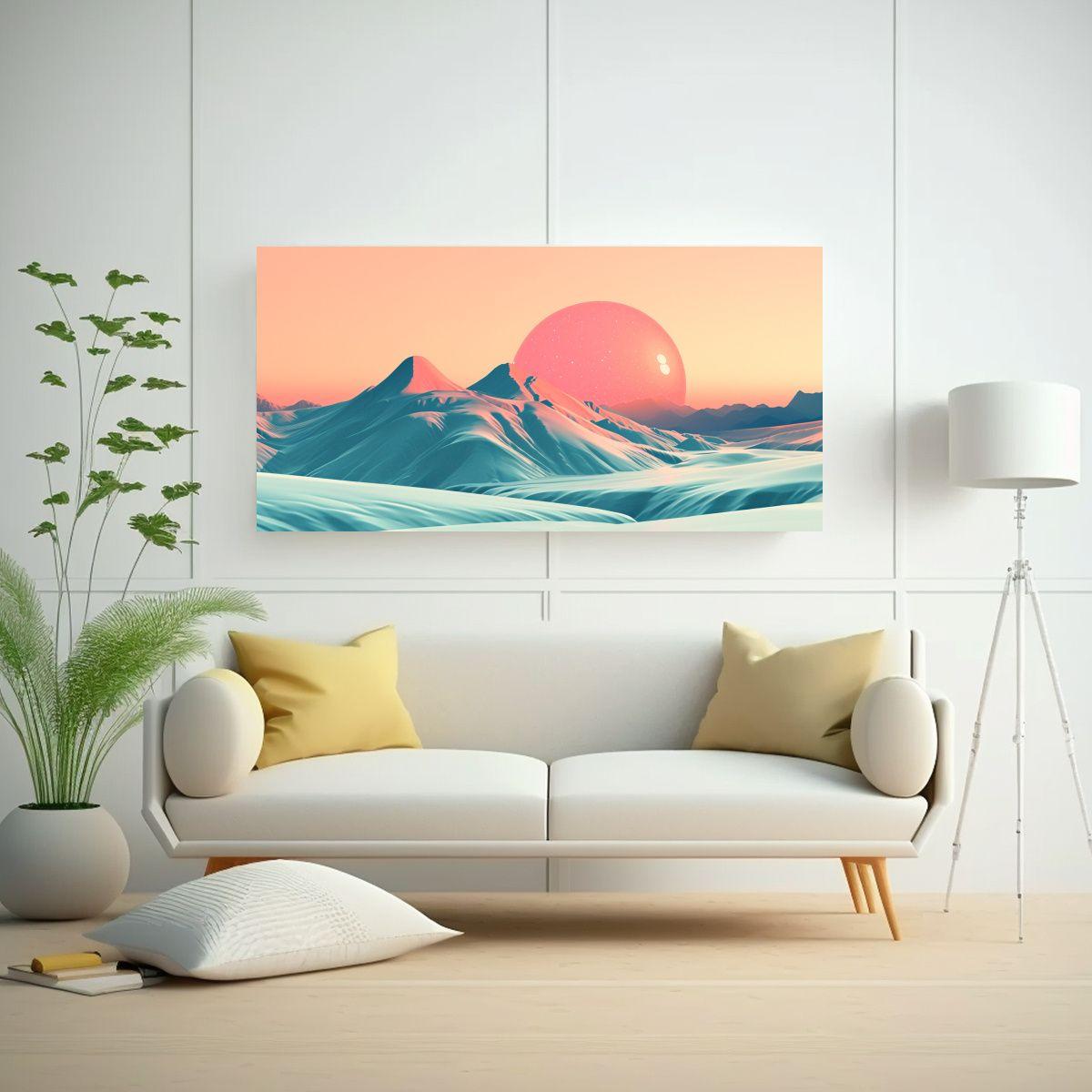 Pintura Paisajística Minimalista En Bastidor: 120x60cm-2