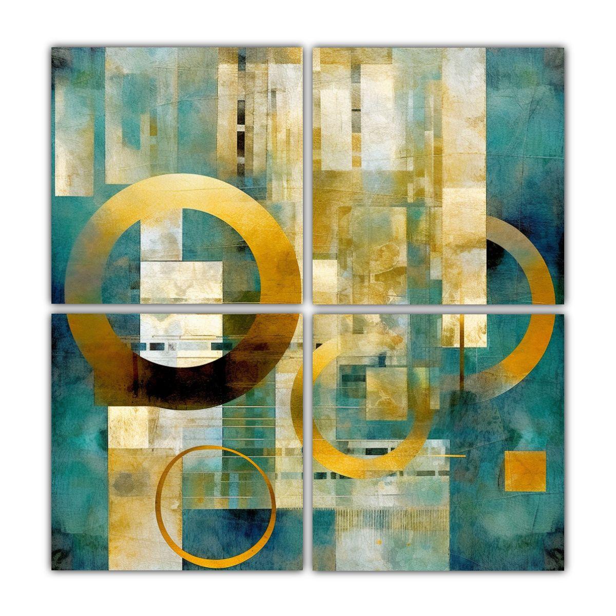 Pintura Abstracta De Círculos Y Curvas En Estilo 160x160 Cm-0