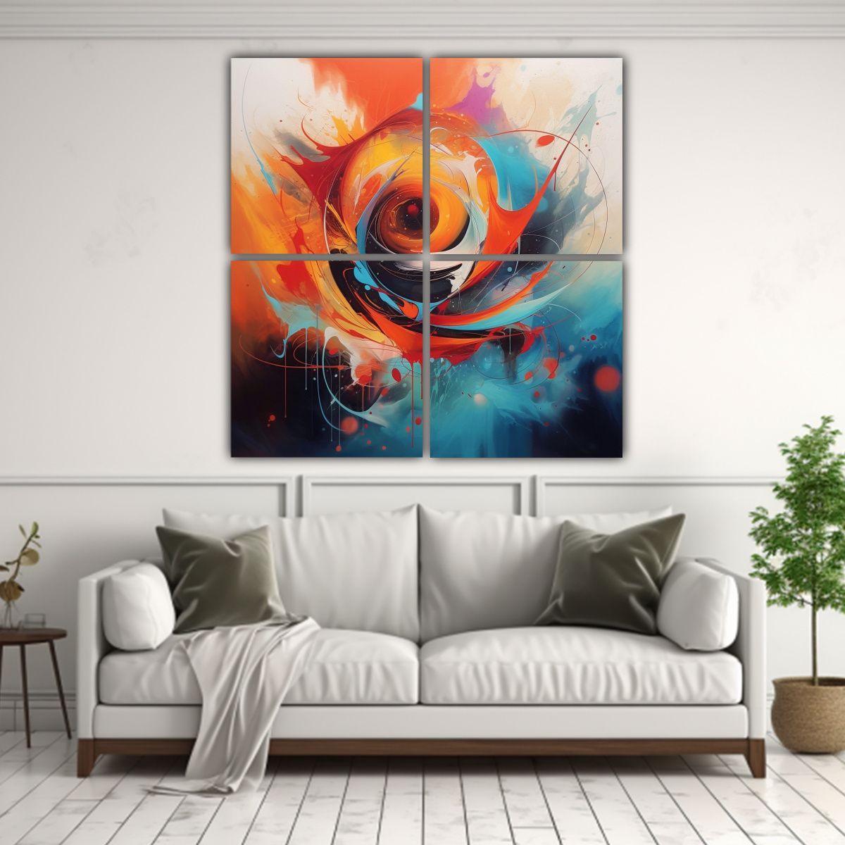 Cuadro Impreso Motivo Abstracto 4 Canvas 100x100 Cm-2