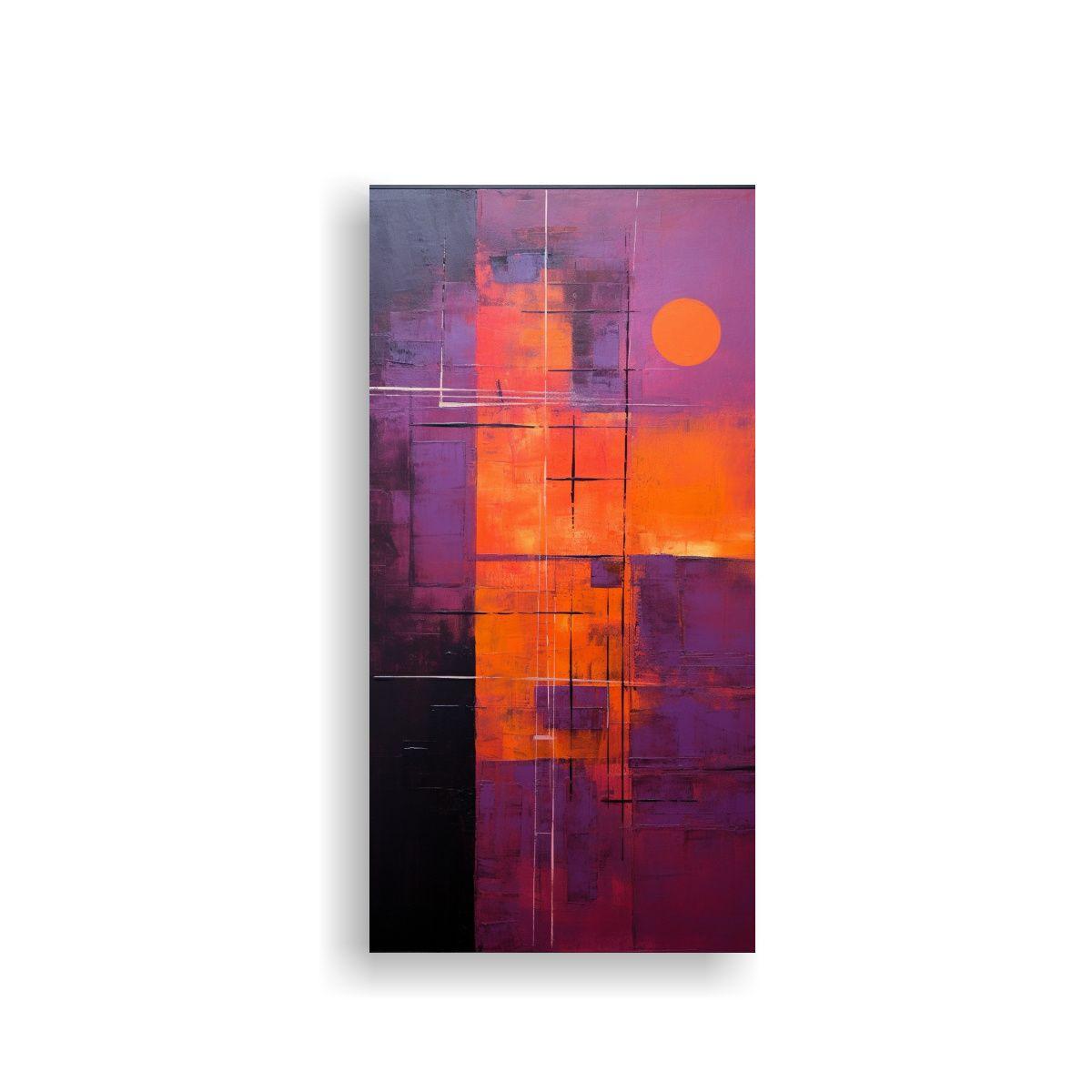 Cuadro Abstracto Urbano Con Líneas Finas Noche 60x120cm-0