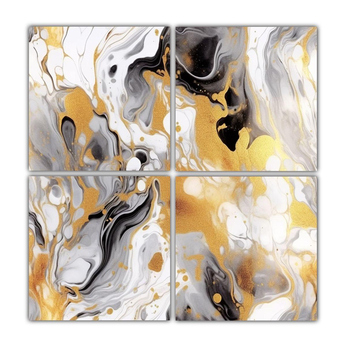 Pintura Abstracta De Arte Fluido Natural 40x40 Cm-0