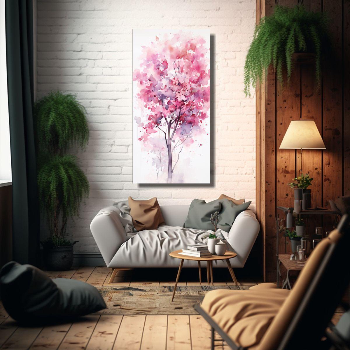Cuadro Abstracto Fantasía Árbol De Eucalipto En 70x140cm-2