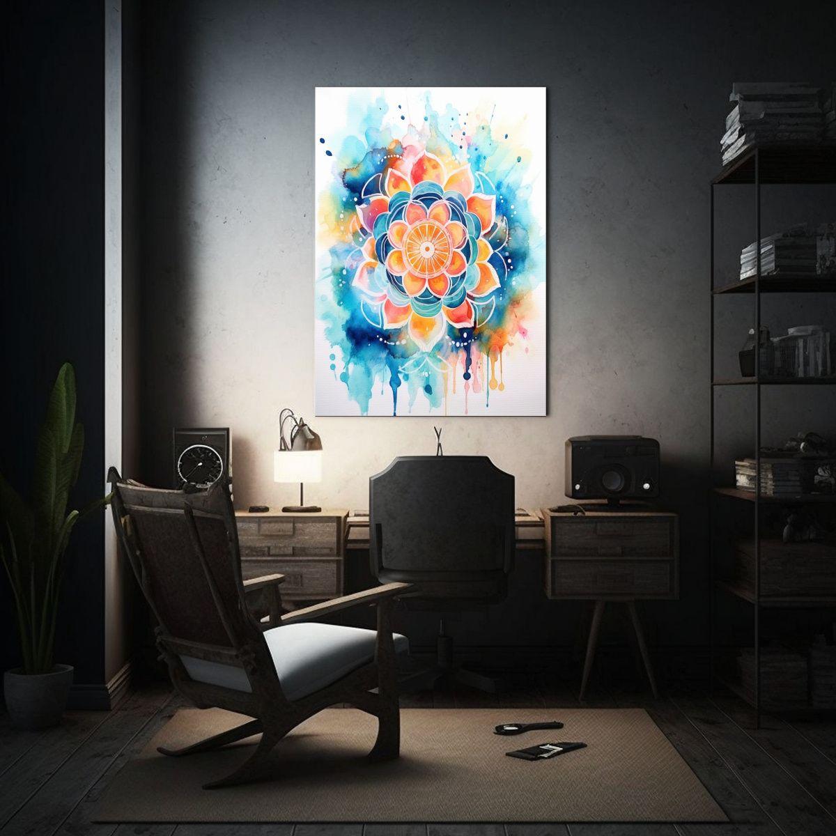 Cuadro Abstracto Vertical Aquarela Mandala 80x120cm-2