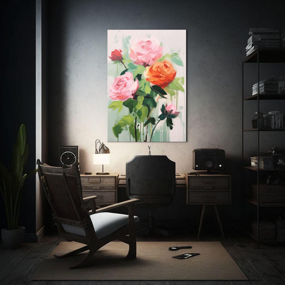 Lienzo Floral Junto A Pinturas De Decoración 20x30cm-2
