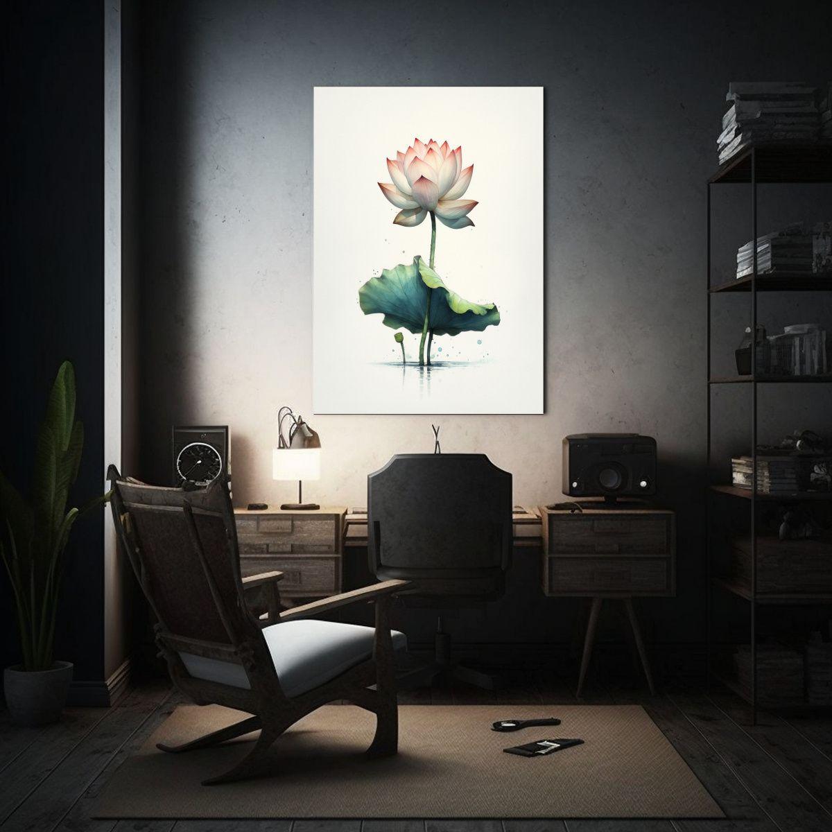Lienzo Inspirador Para Cuarto Con Loto Realista HD 20x30cm-2