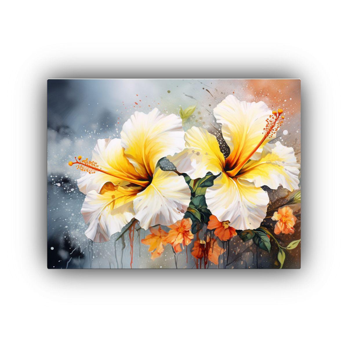 Lienzo Tela Finas Líneas Amarillo Y Blanco, 40x30cm-0
