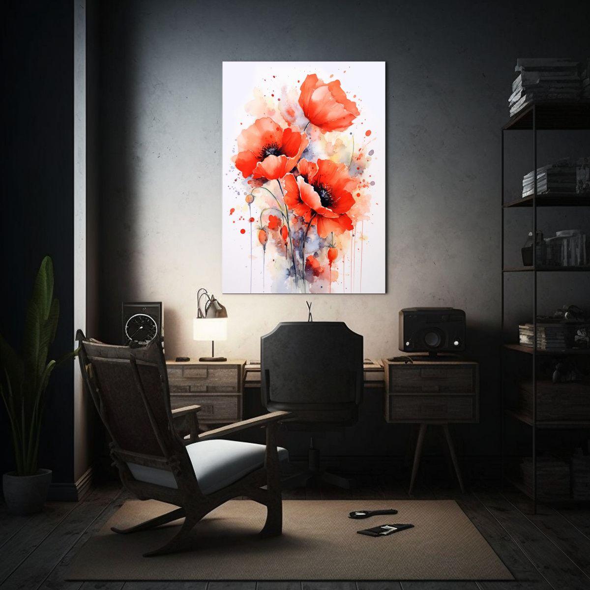 Pintura Acuarela Protagonista Amapolas Rojas 20x30cm-2