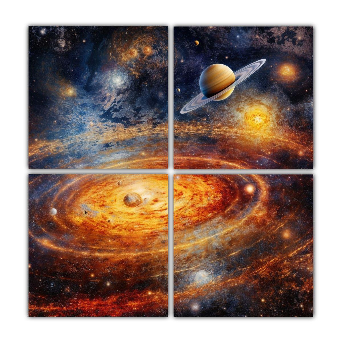 Cuadros Enigmáticos Galaxia Sistema Solar Y Plano 180x180 Cm-0
