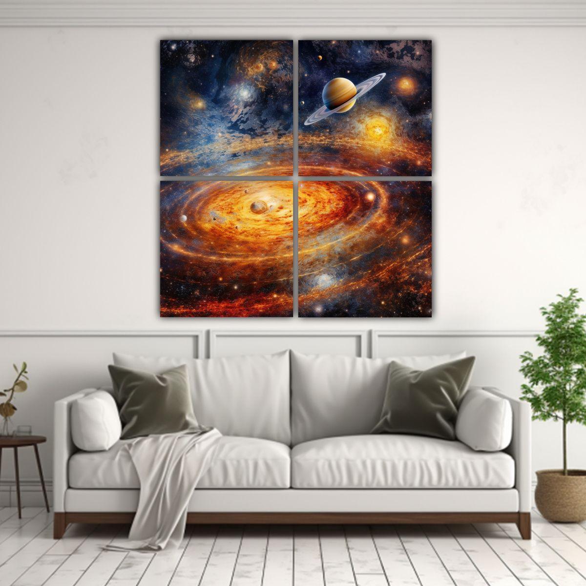 Cuadros Enigmáticos Galaxia Sistema Solar Y Plano 180x180 Cm-2