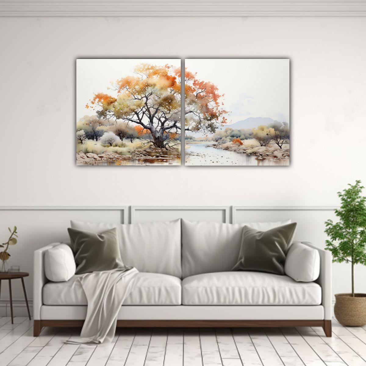 2 Pinturas Abstractas De Colores Sutiles De 80x40 Cm-2